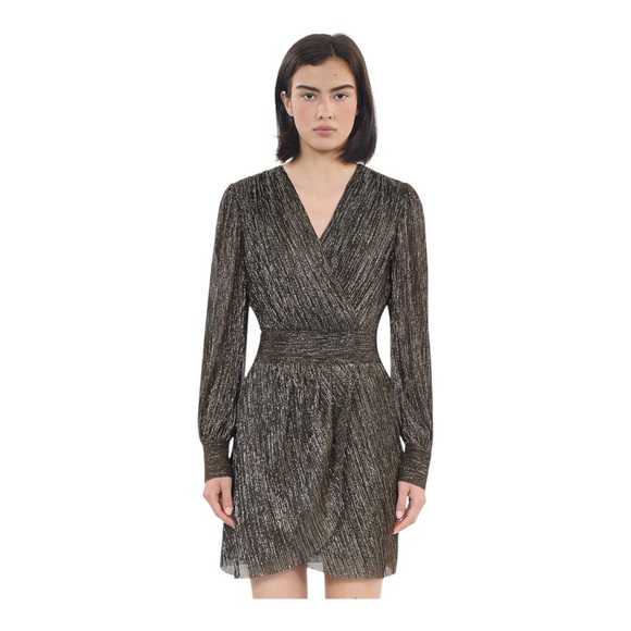 THE KOOPLES METALLIC BRONZE SHORT DRESS SIZE 1/Small NWT The Luxe dress - Picture 1 of 16